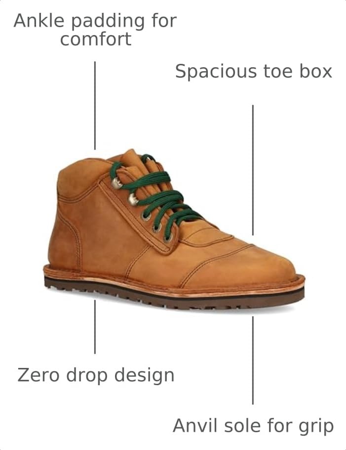 Image of JIM GREEN Men's Barefoot African Ranger Boots Lace-Up Water Resistant Full Grain Leather Work or Hiking Boot