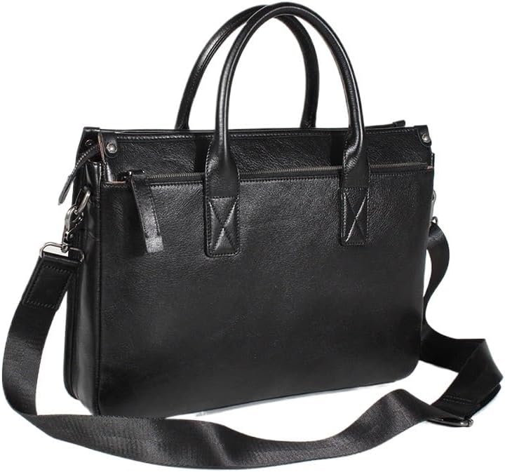 Mens Genuine Leather Handbag Top Layer Cowhide Laptop Bag