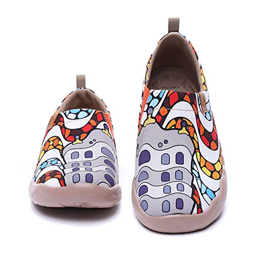 Image of UIN Women's Artistic Slip-On Shoes Vibrant Floral Casual Loafers Lightweight Comfortable Travel Footwear