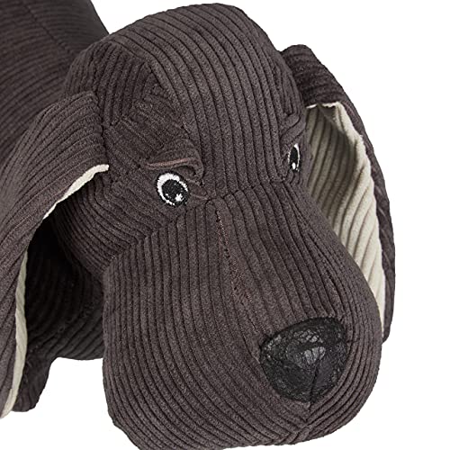Relaxdays Türstopper Hund, Stoff, mit Sand gefüllt, für Boden, innen, schwer, Deko Türsack Tier, HBT: 14x32x14 cm, braun