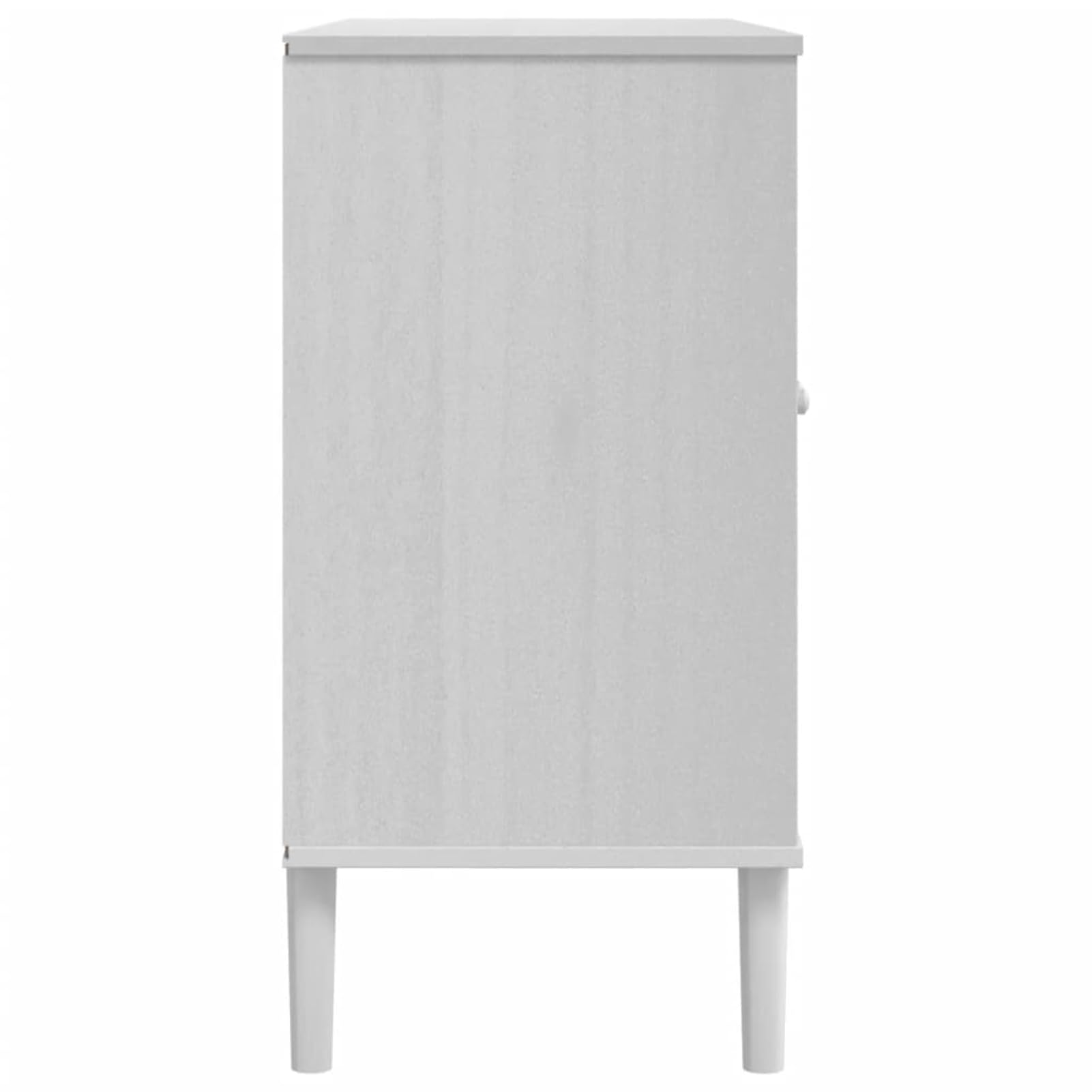 Credenza SENJA, effetto rattan, bianco, 112 x 40 x 80 cm, in legno di pino massiccio con verniciatura UV, 5 scomparti e 2 ante, per soggiorno, corridoio e sala da pranzo