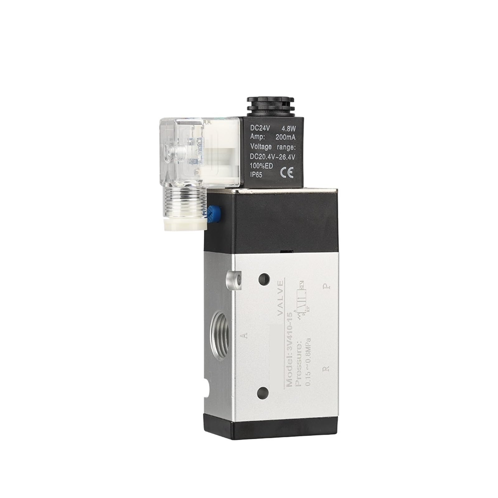 3V410 Serie 1/2 G Magnetventil Pneumatisches Steuerventil Einzel-Doppelspule Pneumatisches Ventil 2 Positionen 3 Wege Lucky(DC12V)