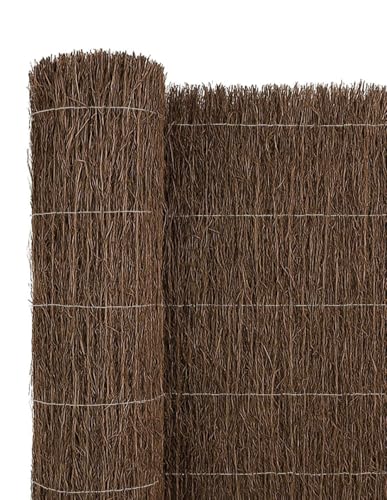 JARDIN202 - Cerramiento de Brezo Natural Alta Densidad 1800g/m² Ocultación 80% para Jardín, Terraza o Balcón, Cosido con Alambre Galvanizado | 1x5m