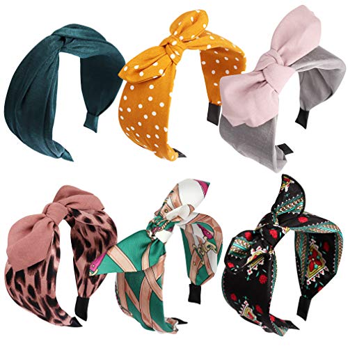 Jaciya 6 Pieces Knotted Headbands for Women Turban Headbands for Women Wide Headbands for Women Boho Headbands for Women Diademas Para Mujer Womens Headbands Women Hair Top Knot Headband for Women