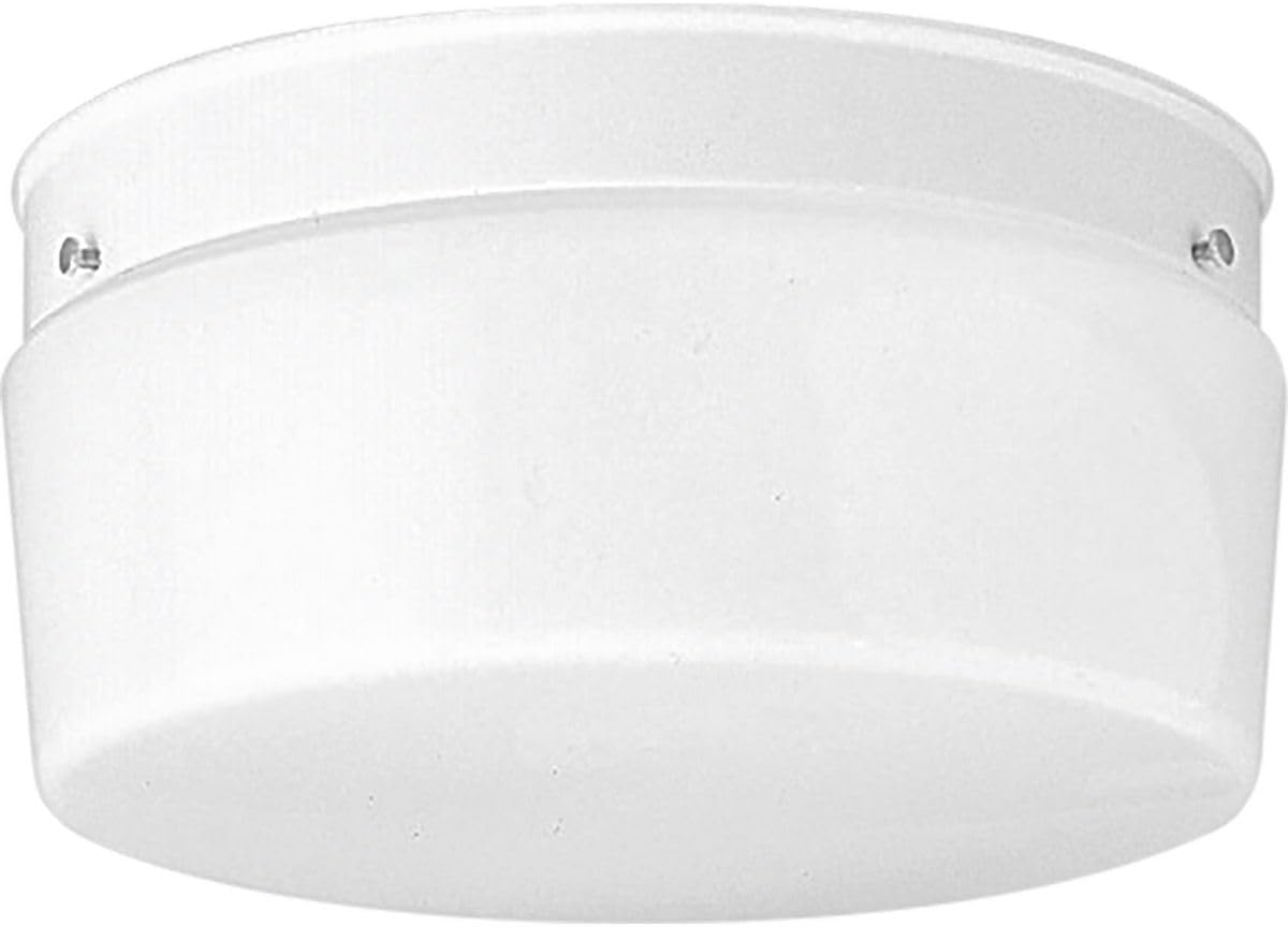 White Glass Drum Flush Mount Ceiling Light Fixture