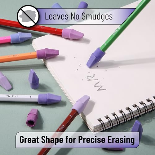 Image of Mr. Pen- Pencil Top Erasers, 120 Pack, 6 Different Purple Shade Colors | Latex-Free & No Smudge Pencil Eraser Tops