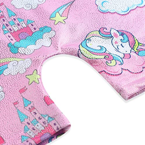 Image of HOZIY Gymnastics Leotards for Girls with Shorts Toddlers Biketards Rainbow Unicorn Dinosaur Mermaid Leopard Flower Galaxy