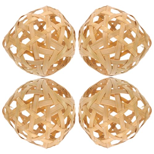 Housoutil Pantallas Colgantes Tejidas de Bambú 4 Piezas Lámparas Hexagonales Pequeñas Decoración Rústica para Sala y Dormitorio Pantalla para Lámpara Colgante de Mesa Luz Ambiental