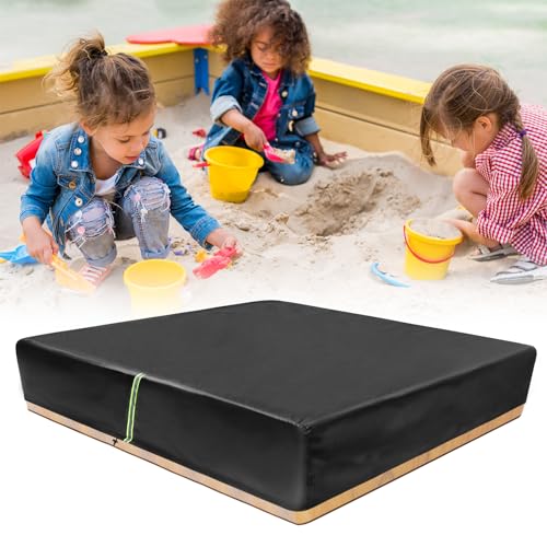 Sandkastenplane Abdeckplane,QKURT 150 x 150 x 25cm Wasserdicht Sandkastenabdeckungen, 420D Oxford Sandkasten Abdeckungen mit Reflektor, Elastische Bänder für den Sandkasten Sauber zu Halten