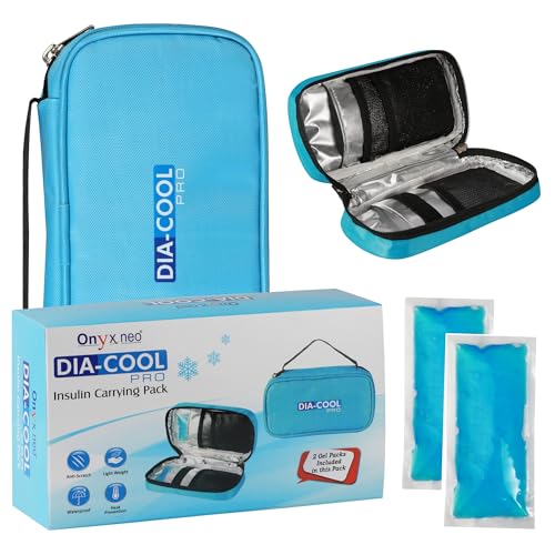 Image of ONYXNEO Dia-Cool Pro Insulin Cooler Travel Case Pouch with 2 Ice Gel Packs (6-8 Hour Insulin Cooling Support) - Cooler Portable Insulin Bag for Diabetics, Compact Insulin Cooler Case for Medicine, Diabetic Supplies, Ozempic Pen, EpiPen, and Syringes
