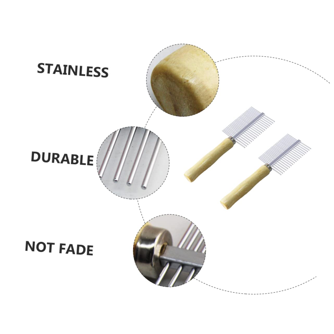 Happyyami 2Pcs Wooden Pet Comb Double Sided Grooming Tool for Dogs and Cats Fine for Easy Knot Removal and Supply for Grooming and Care