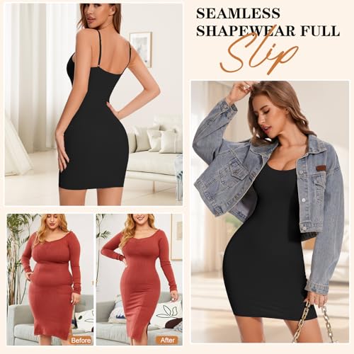 Image of Womens Shapewear Slips for Under Dresses Tummy Control Slip Dress Seamless Full Body Shaper
