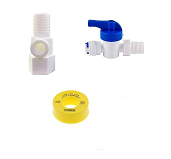 Plastic Inlet Valve/Connector with Coupling, 1/4" Size, 15 Meter Teflon Tape +"For Ro/Uv/Water Filter Purifier (D.V.Set)- 1 Pcs Set