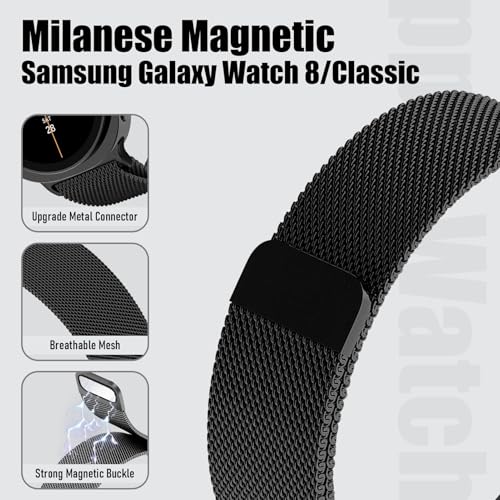 Image of VEMIGON Milanese Loop Metal Band Compatible with Samsung Galaxy Watch 8 40mm 44mm / Watch 8 Classic 46mm, Mesh Magnetic Stainless Steel Replacement Strap (Watch Not Included)