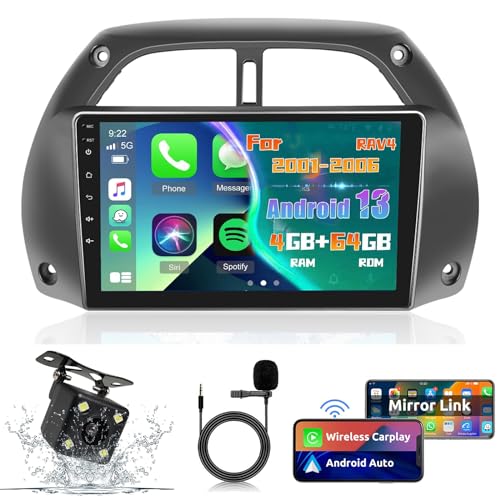Radio para coche Android 13 de 9" con CarPlay y potente procesador de 8 núcleos para RAV4