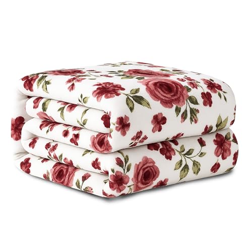 Bestlivings Manta XXL de lujo de 240 x 200 cm (580 g/m²), suave manta con diseño de rosas, estable y con certificado Öko-Tex, colcha premium para sofá y cama, incluye bolsa de almacenamiento