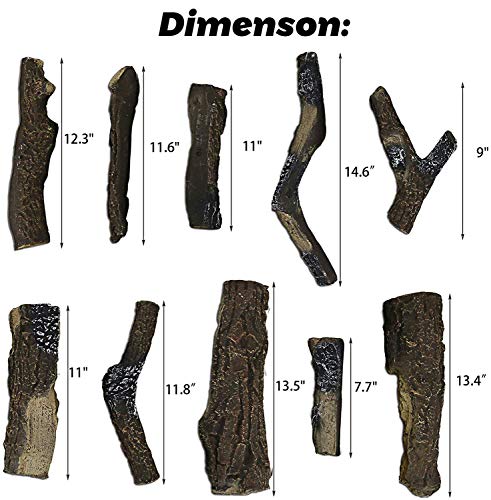 Utheer GAS LOG Fireplace Log Set,10 Pcs Ceramic Logs thumb #1