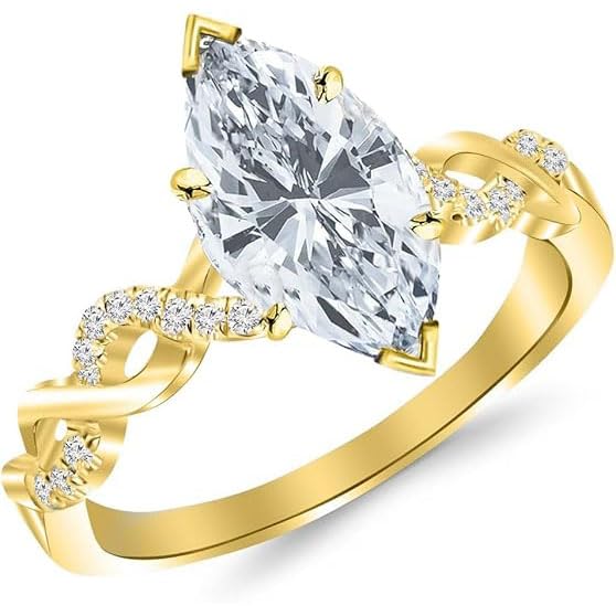 IGI CERTIFIED Personalized 10K/14K/18K Gold Lab Grown 1 to 5 ct Diamond Twisting Infinity Gold and Diamond Split Shank Pave Set Engagement Ring D Color VVS Clarity for Women Size 3 to 152