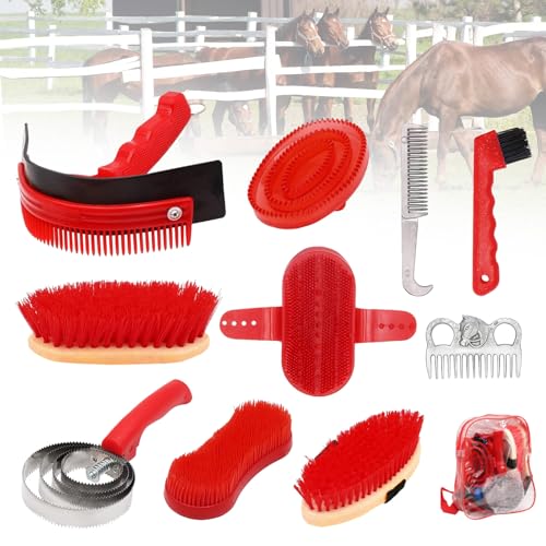 Brosses Pour Chevaux, 10 Pièces Ensemble De Soins De Toilettage Pour Chevaux Pour Brosses Pour Chevaux Nettoyage Pour Chevaux Brosse éQuestre Accessoires...