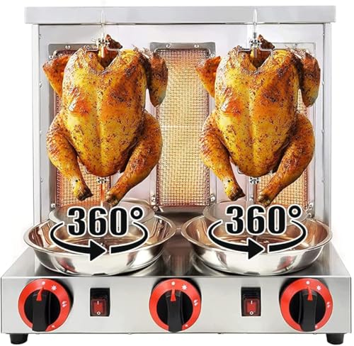 Rôtisserie verticale commerciale pour poulet avec température réglable, rotation à 360 ° pour un shawarma parfait dans les restaurants et les cuisines à domicile