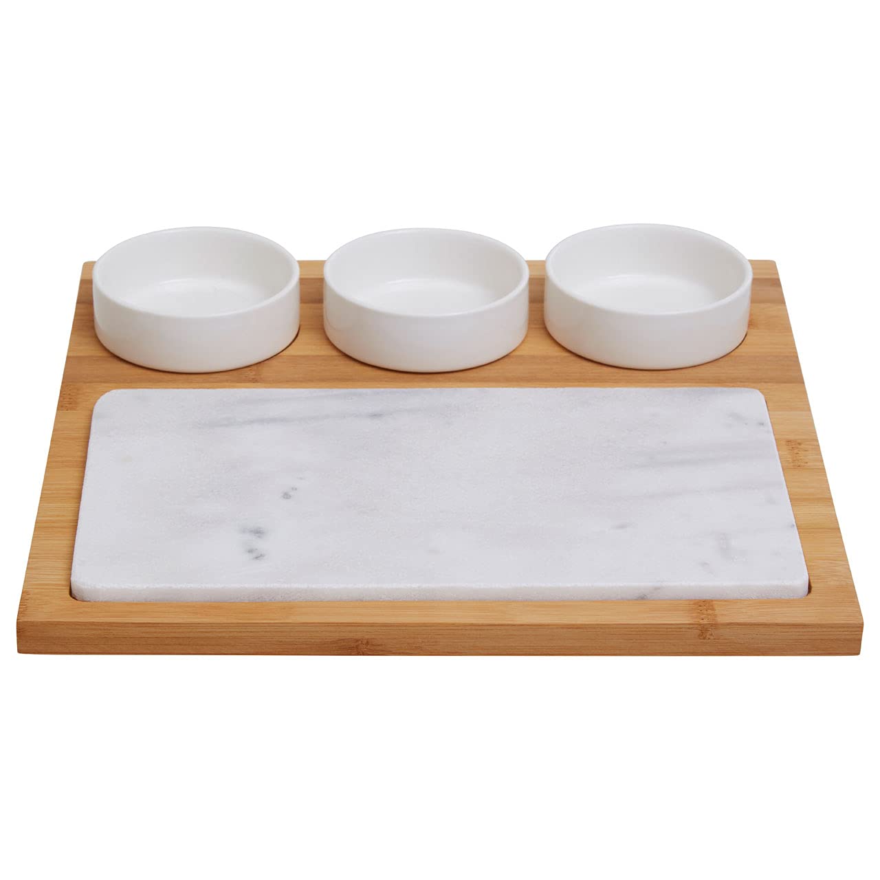 Premier Housewares 5 placas de cerámica y mármol blanco.