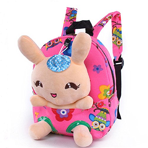 Rabbit Backpack Cute Kids Toddler Backpack Plush Toy Backpack Snack Travel Bag Pre-School Bags for Girls 1-5Years (Pink)2