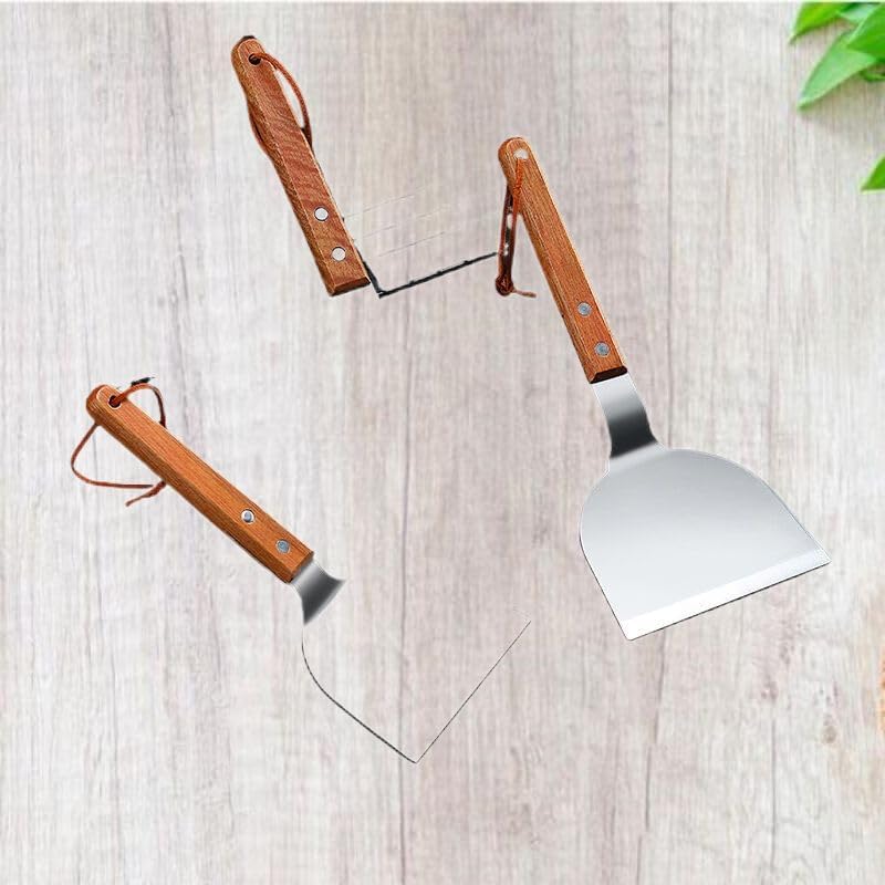 不锈钢煎铲煎饼果子工具刮子铲烙饼压饼铁板烧煎煎饼铲子 Chinese Wok Spatula, Spatula Household Cleaning，Kitchen Storage Essentials