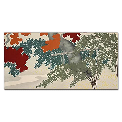 Tableau en verre acrylique 100x50cm avec impression photo de feuilles d'arbres pour salon