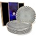 OSTENTO Talerze Porcelanowe - Zestaw 6 Talerzy Deserowych ≈Ø 20 cm (8 cali), model: Grey Spiral