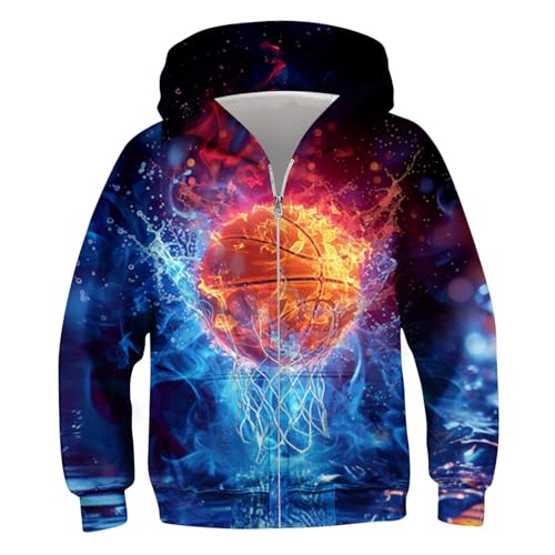 Idgreatim 6-14T Boys Zip Up Hoodies Kids 3D Graphic Hoody Sweatshirt Zipper Pullover with Pockets