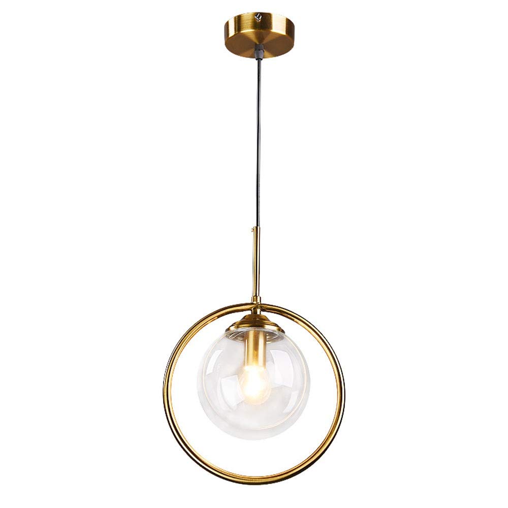 Lampe suspension LED E27 avec globe en verre sphérique pour éclairage tamisé
