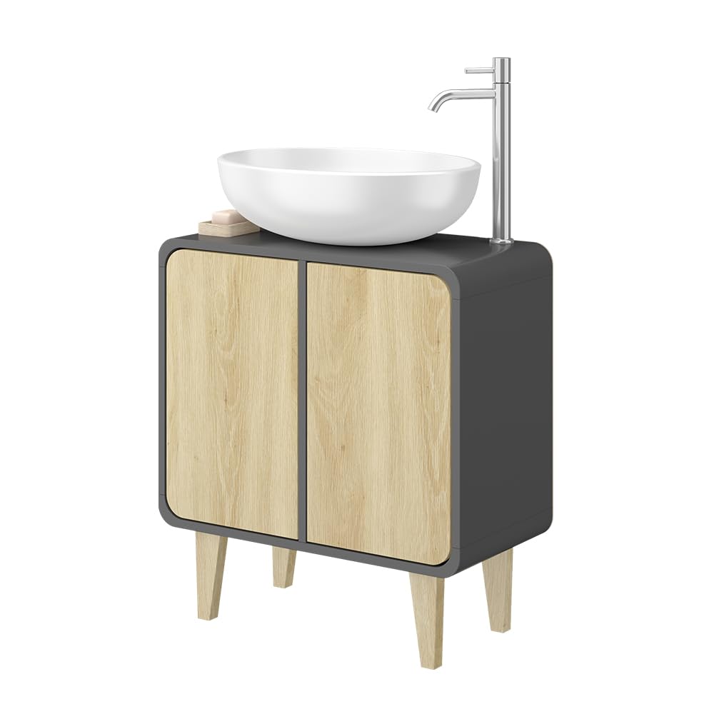 Vicco Mobiletto per lavabo Arla, Antracite/quercia, 60 x 61 cm