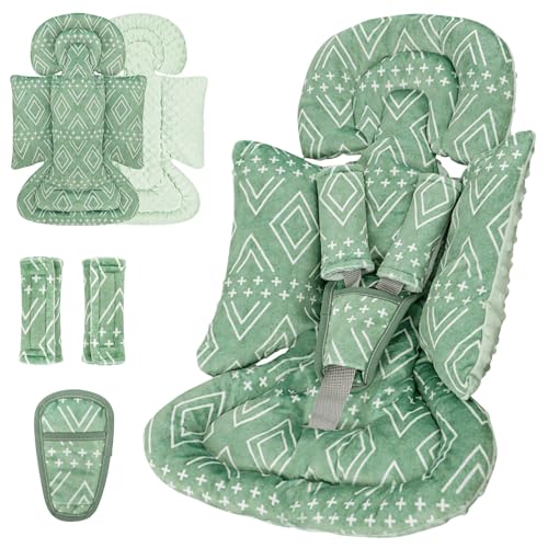 Image of TANOFAR Car Seat Head Support Baby - Infant Car Seat Insert for Newborn Girls Boys - Soft Carseat Head Support for Infant - Newborn Carseat Insert for Car Seats, Strollers, Swings, Bouncer (Green)