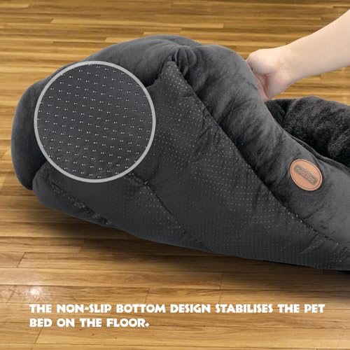 Nobleza Hundebett für Kleine und Mittelgroße Hunde, Katzen - Rutschfester Hundekorb Mit Superweicher Faserfüllung, Waschbar, Schwarz, 67x57cm