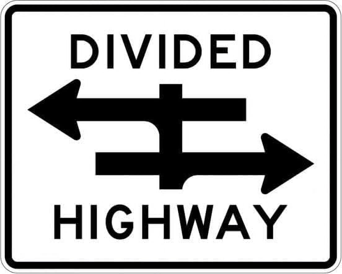 (2-Pack) Metal Tin Sign Divided Highway Crossing Regulatory Traffic Sign - 12x8 Inch - Caution Safety Warning Security Indoor & Outdoor Home Office Work