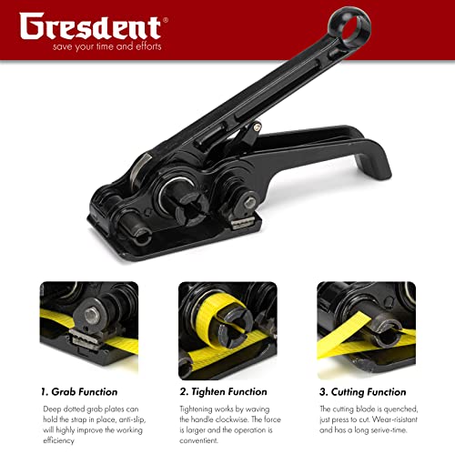 Image of Polyester Strapping Silent Tensioner and Cutter Manual Strapping Tools Windlass for 1 /2 inch - 3 /4 inch Width Polyester Polypropylene Strapping(Black)