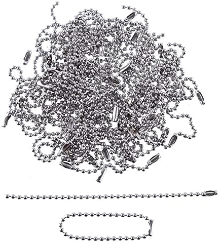 Miniatura 9 de H&W 100 cadenas de cuentas de 4 pulgadas con cierre de conector, cadena de bola de acero inoxidable, llavero de cadena de bolas de acero inoxidable,