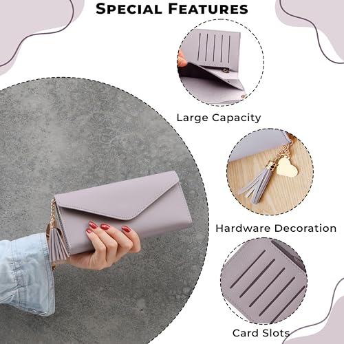 Image of Kraptick Women's Wallet -Stylish and Compact Purse Clutch Wallet for Women, Stylish Card Coin Holder, Debit Card Holder, Money Organizer and Travel Wallet with 13 Slots (Light Purple)