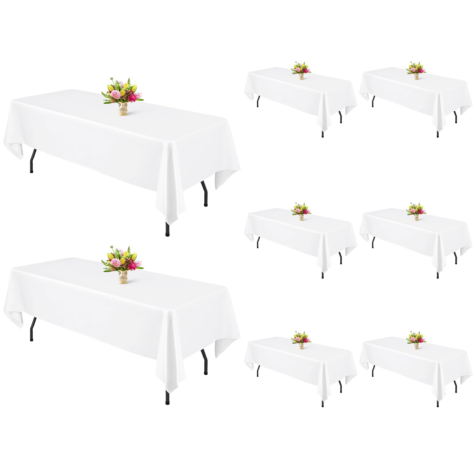 YMHPRIDE 8 Packs Tablecloths 60x102 inch White Rectangle Table Cloth for 6 Foot Rectangle Tables, Washable Polyester Fabric for Wedding Parties Banquet Holiday Dinner Table Decorative, White