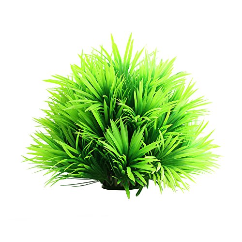 ICELAINE 9.4 inch Large Artificial Aquarium Plants Plastic Grass Fish Tank Decoration, Green