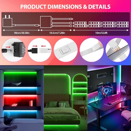 Tira LED RGB 65.6 pies con control remoto IR y 12V miniatura 2