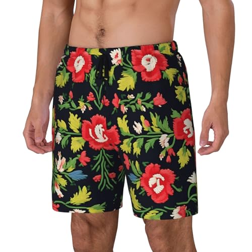 Pantalones cortos de natación para hombre con bordado ucraniano de rosas 2