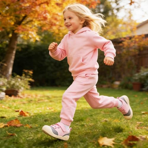 Image of Balabala Girls Boys Toddler Sneakers Wide Toe Box Walking Shoes | Unisex Kids Sneakers with hook-and-loop straps, non-slip soles, soft heel cushion, and flexible support for play