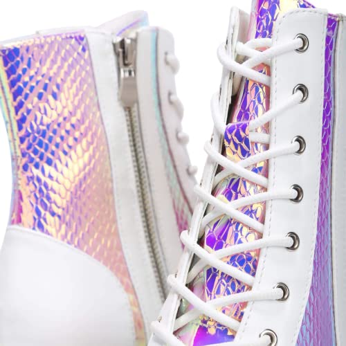 BORAMAX Platform Ankle Boots With Chunky Block Heels for Women Goth Boots Buckle Strap Wedge Motorcycle Platform Chelsea Boot3