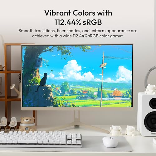 Image of Pixio PX248 Wave Beige 24 inch 200Hz Refresh Rate FHD 1080p Resolution Fast IPS Panel 1ms GTG Response Time Beige Gaming Monitor with Adaptive Sync