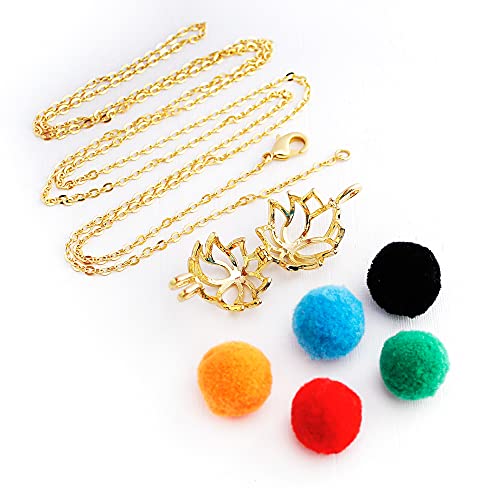 Colar Difusor para Aromaterapia Flor de Lis Dourado