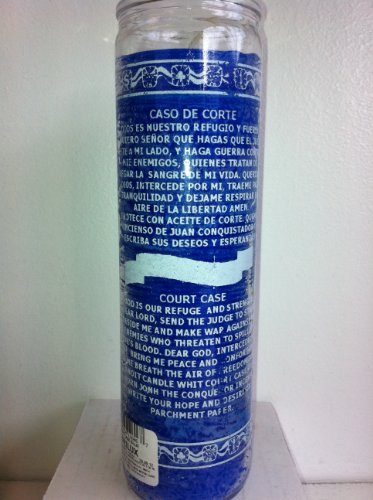 Court Case (Caso De Corte) 7 Day 1 Color Unscented Blue Candle in Glass