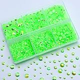 Briskbloom 3000PCS Resin Flatback Rhinestone, 2mm 3mm 4mm 5mm 6mm Peridot AB Flatback Jelly Resin Rhinestones for Tumblers, Mugs, Bottles, Craft Decoration, Bling Glitter Gem Stone, Light Green AB