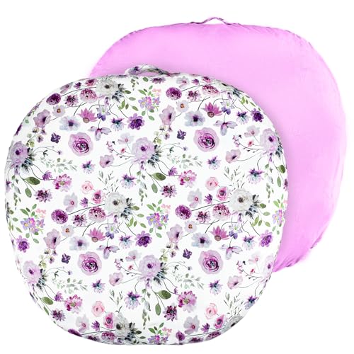 Image of GFU Newborn Lounger Cover Replacement, Soft Baby Lounger Cover 1 Pack, Breathable Infant Removable Slipcover for Boys Girls, Purple Flowers