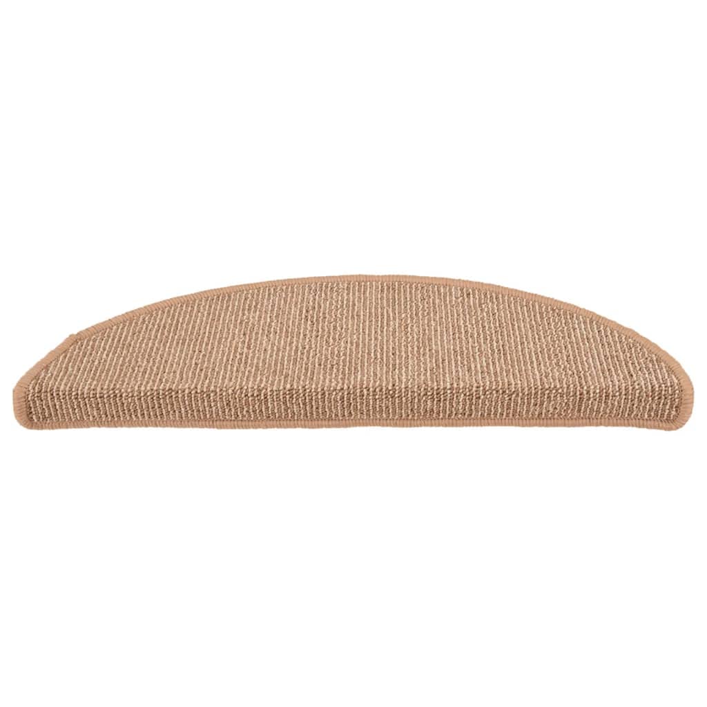 vidaXL Tapis d'escalier 15 pièces 56 x 17 x 3 cm Marron Clair Demi-Rond